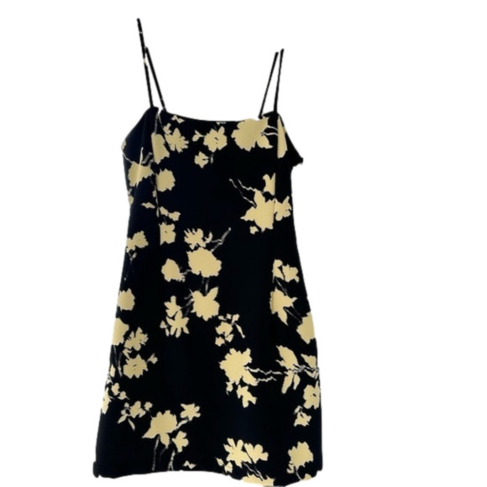 Open Edit Floral Mini Dress Yellow Black - XS - New